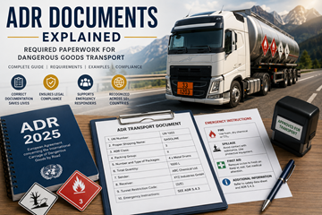 Documenti ADR per il trasporto di merci pericolose e documentazione logistica richiesta in Europa